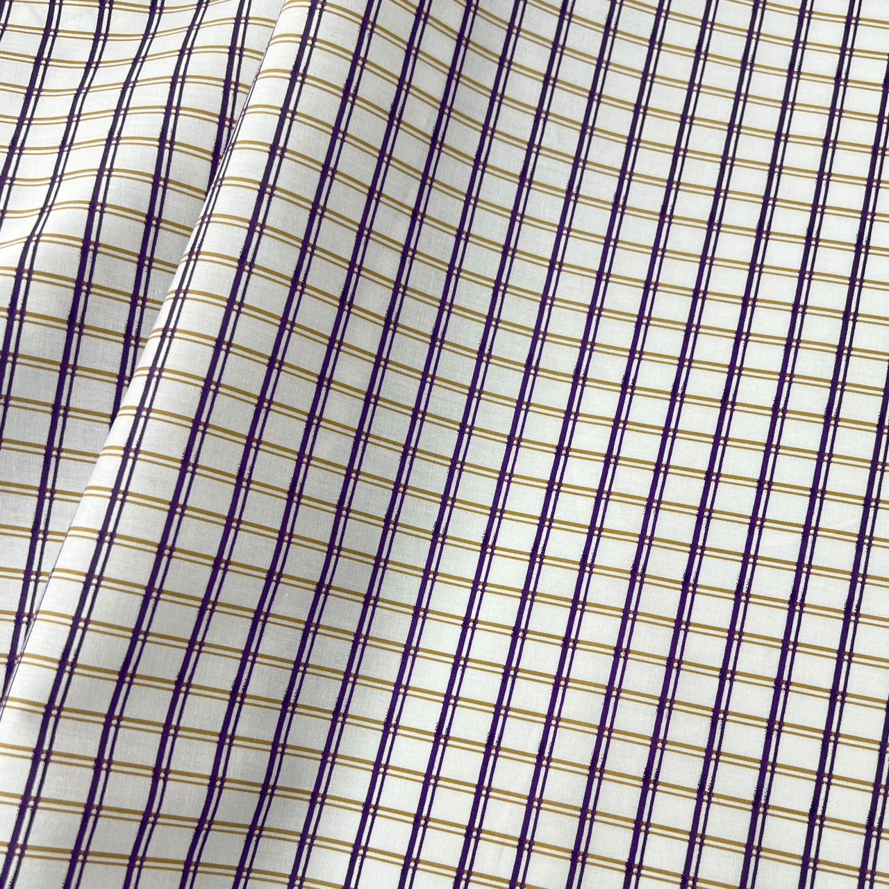 20002-CK060B Korea Cotton Checks 60" (Off White/Purple)