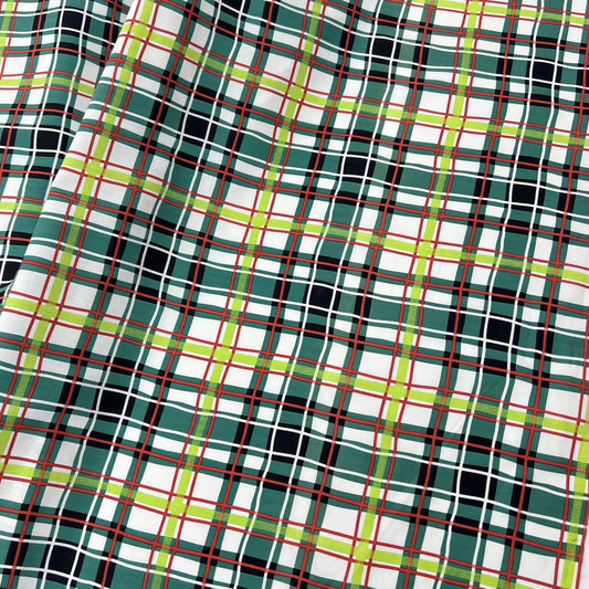 20002-CK07A Korea Cotton Checks 60" (Off White/Green)