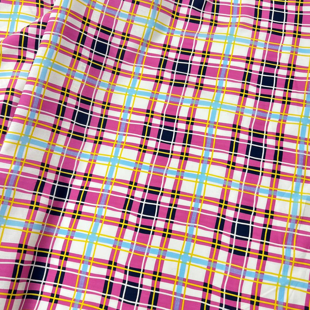 20002-CK07B Korea Cotton Checks 60" (Off White/Pink)
