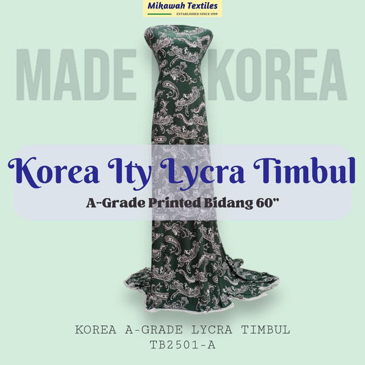 Korea A-Grade ITY Lycra Timbul Printed 340 grams Bidang 60